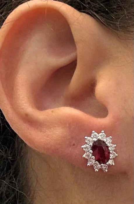 Aretes 14k rubí/diamante AR846