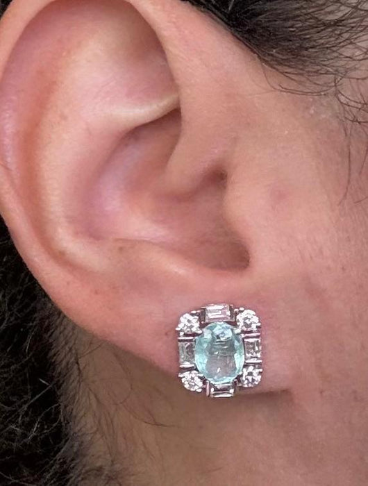 Arete 18k paraiba/diamantes AR652