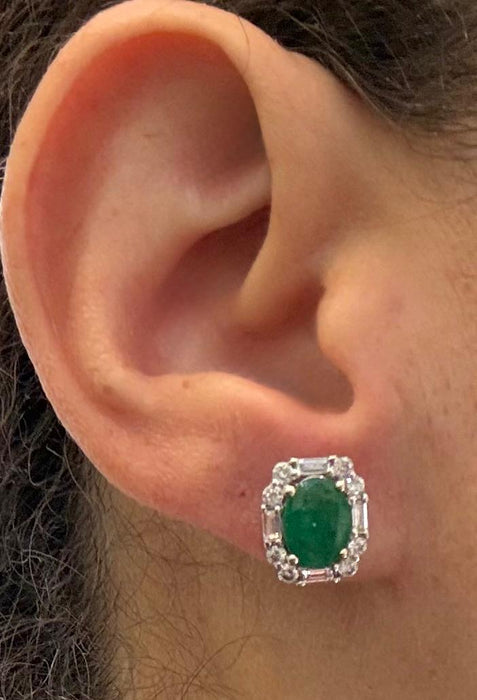 Aretes 14k esmeralda/diamante AR838