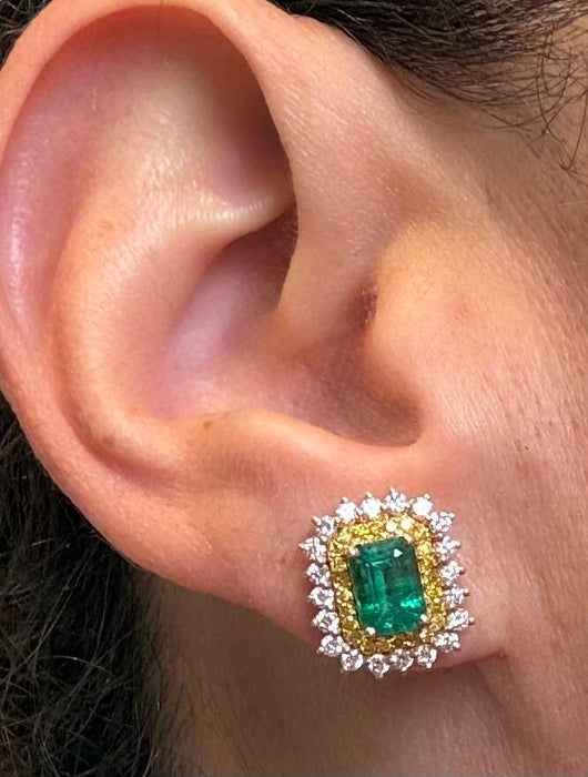 Aretes 14k esmeraldas/brillantes AR830