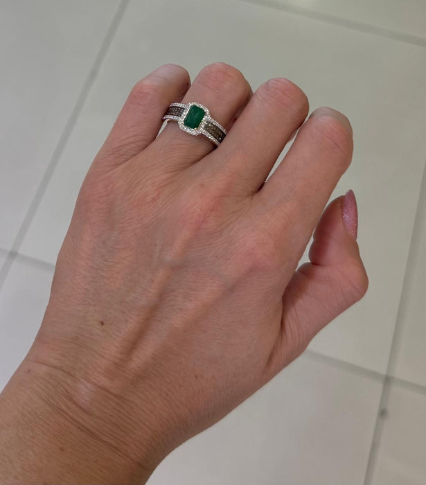 Anillo 14k esmeralda/diamantes AN604