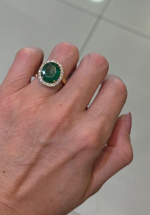 Anillo 14k esmeralda/diamantes AN599