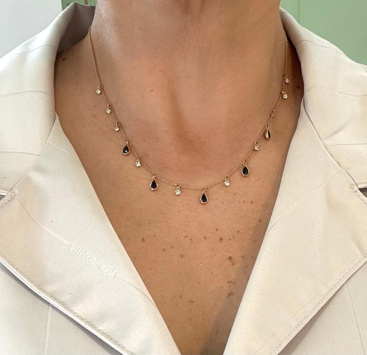 Gargantilla 14K zafiro/brillante GA375