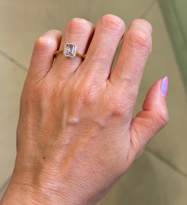 Anillo 10k amatista/diamantes AN522