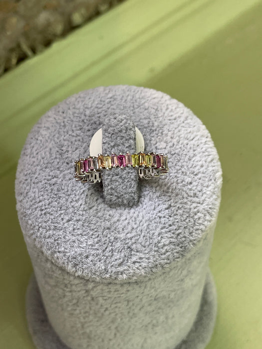 Churumbela plata rodizada con zirconia rainbow 🌈