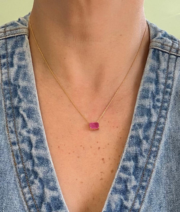 Gargantilla 14K zafiro rosa GA595