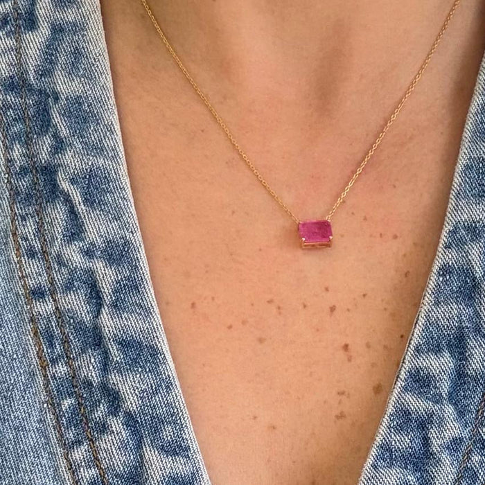 Gargantilla 14K zafiro rosa GA595