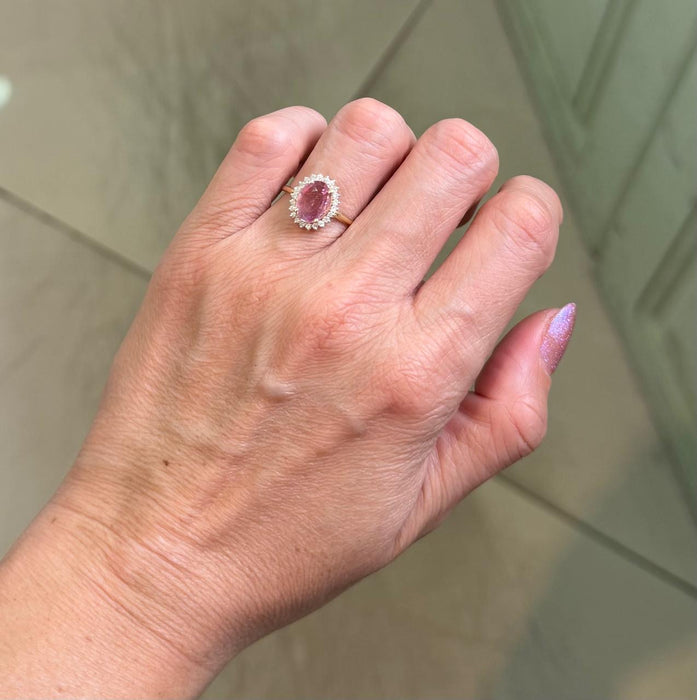 Anillo 14k zafiro rosa AN600