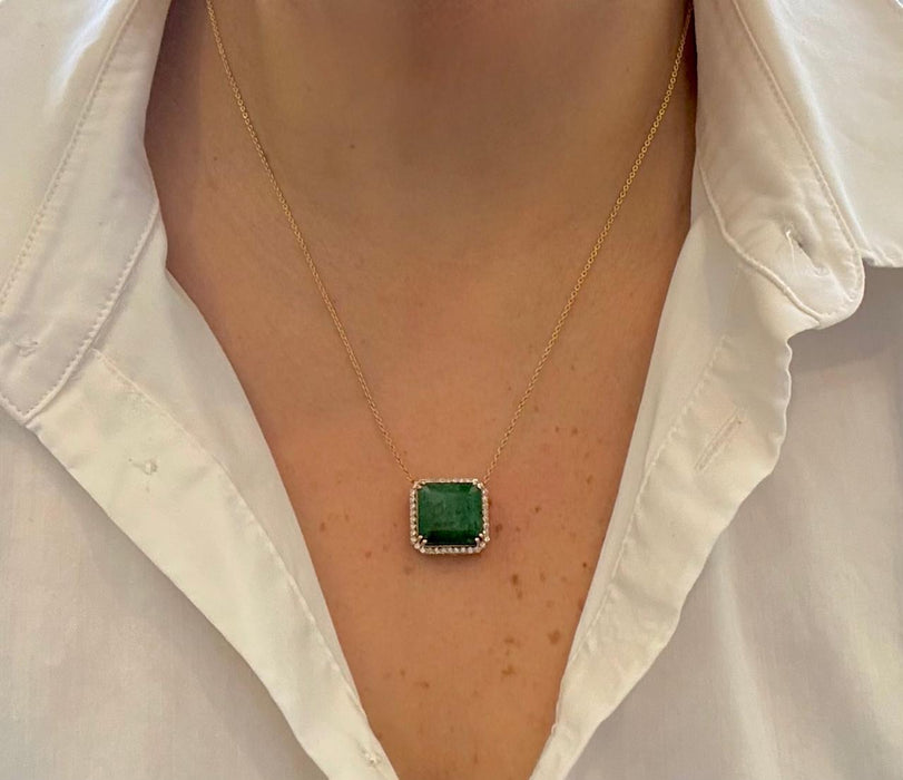 Gargantilla 14k Esmeralda/diamante GA682