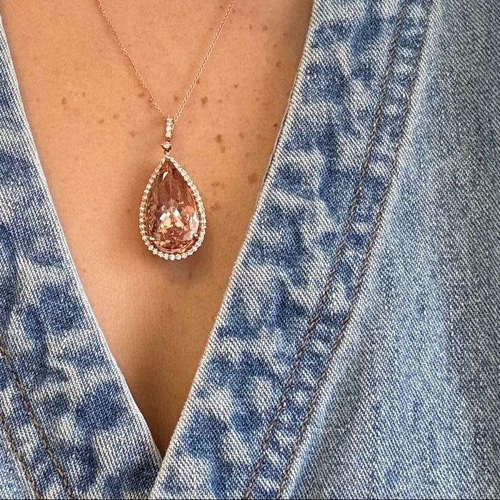 Gargantilla 14K morganita/diamantes GA7059