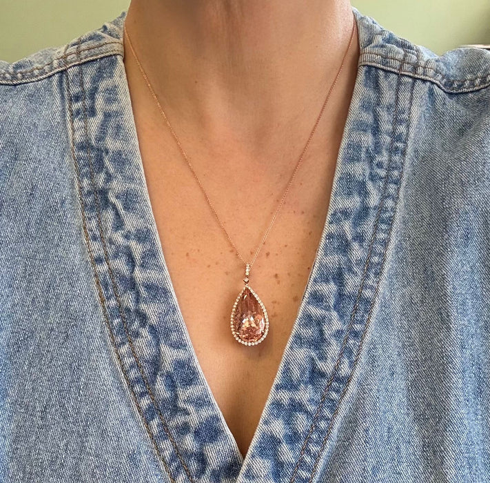 Gargantilla 14K morganita/diamantes GA7059