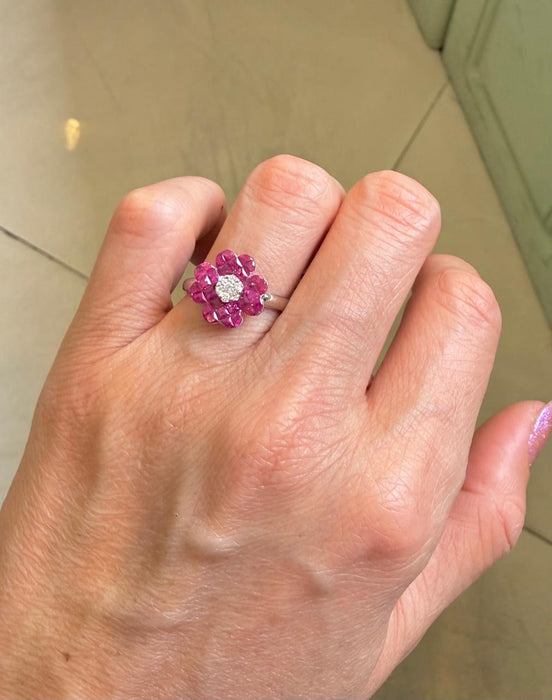 Anillo 18k rubí/diamantes AN590