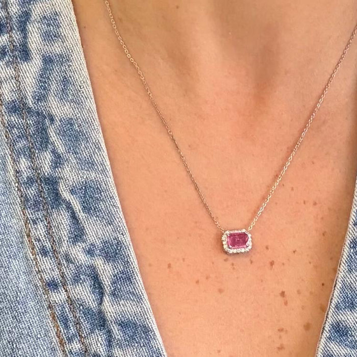 Gargantilla 14K zafiro rosa/brillantes GA209