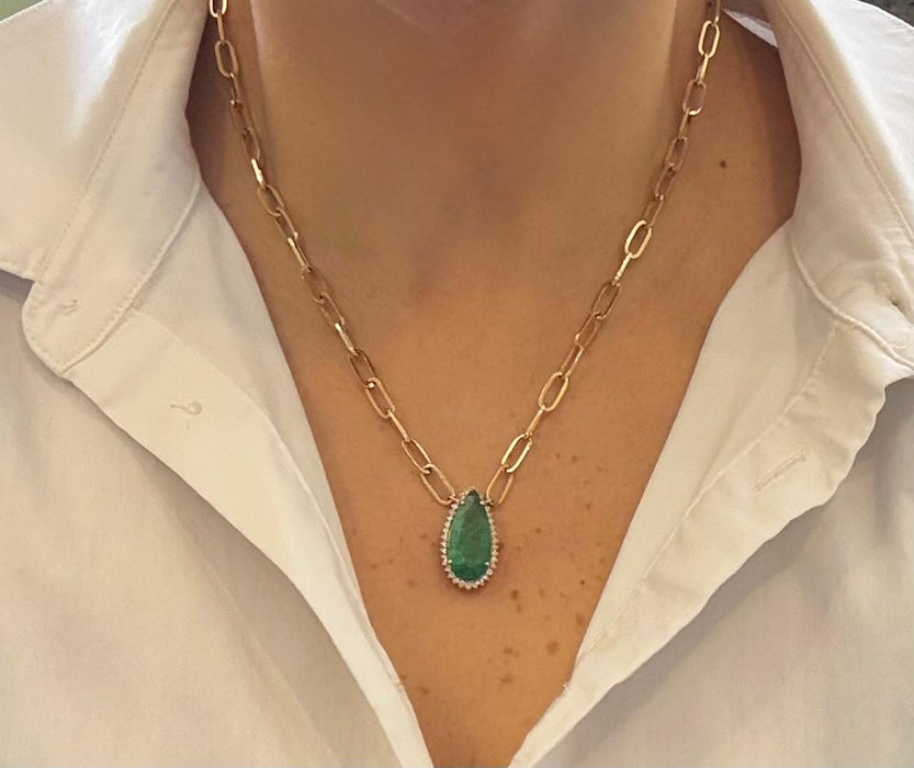 Gargantilla 14k Esmeralda/diamante GA672