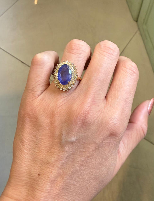 Anillo 14k tanzanita/diamantes AN543