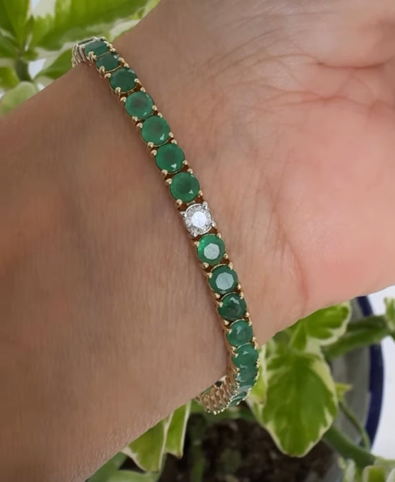 Pulsera tennis oro amarillo 14k con Esmeraldas y diamantes naturales (7.8 cts)