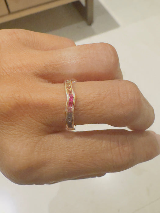 Churumbela oro amarillo 10k con zafiros de colores naturales