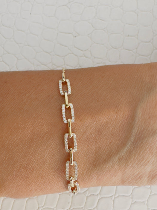 Pulsera oro amarillo 14k eslabones con diamantes naturales (.20cts)