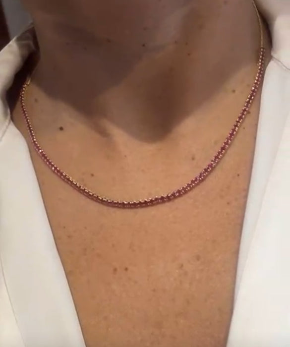 Gargantilla oro amarillo tennis de rubíes naturales (5cts)