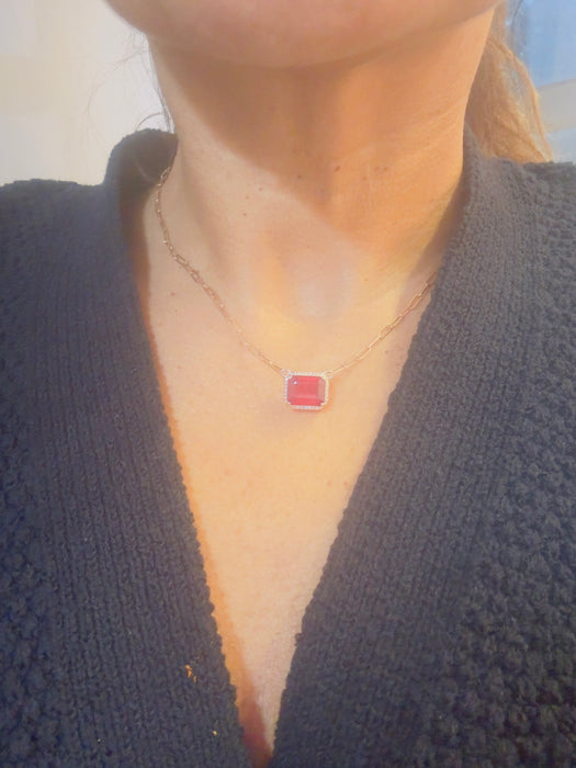 Gargantilla oro rosa y amarillo 14k con rubie y diamantes naturales (3.36 cts)