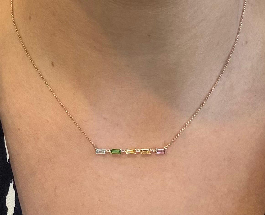 Gargantilla oro 14k Rainbow Zafiros de colores