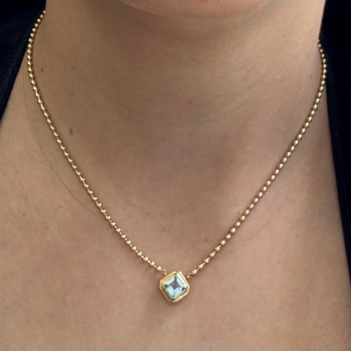 Gargantilla oro 14k con aguamarina