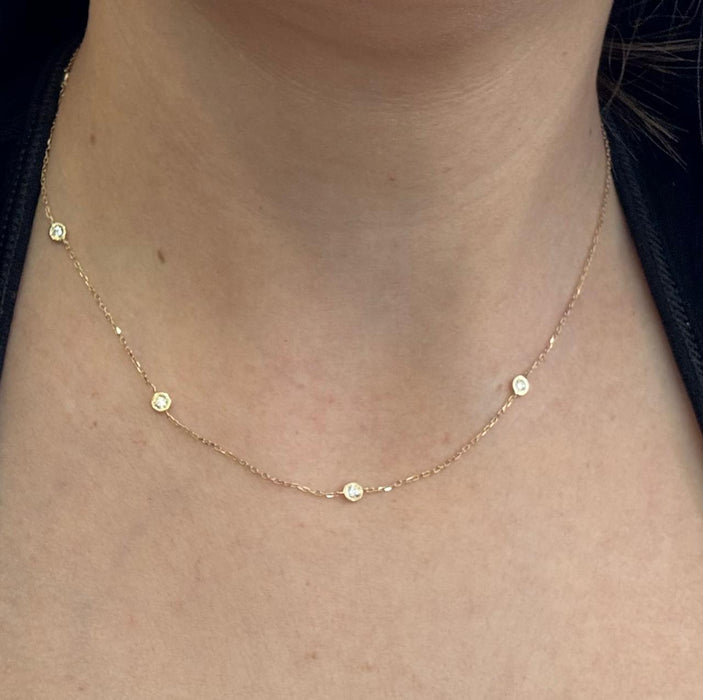 Gargantilla oro 14k y diamantes natural