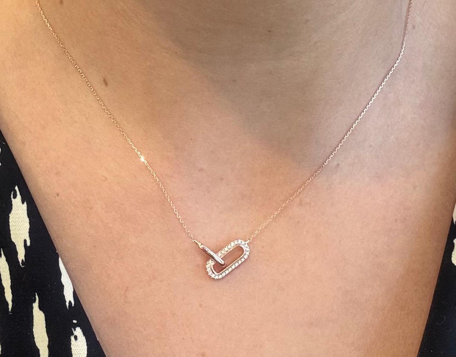 Gargantilla paperclip oro1 4k con diamantes naturales