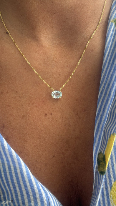 Gargantilla oro amarillo 14k con aguamarina (1.0cts)
