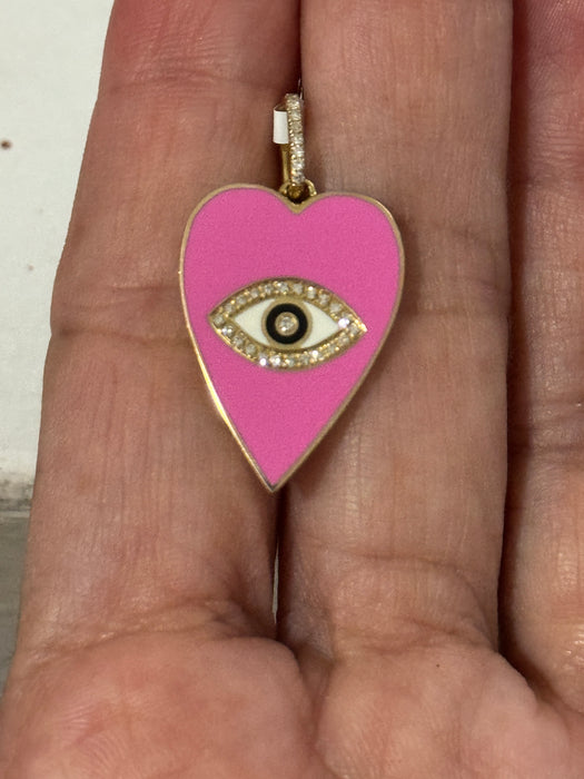 Charm corazón esmaltado oro amarillo 14k con diamantes naturales