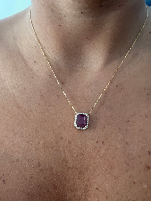 Gargantilla oro amarillo 14k con Rubie y diamantes naturales (2.0 cts)