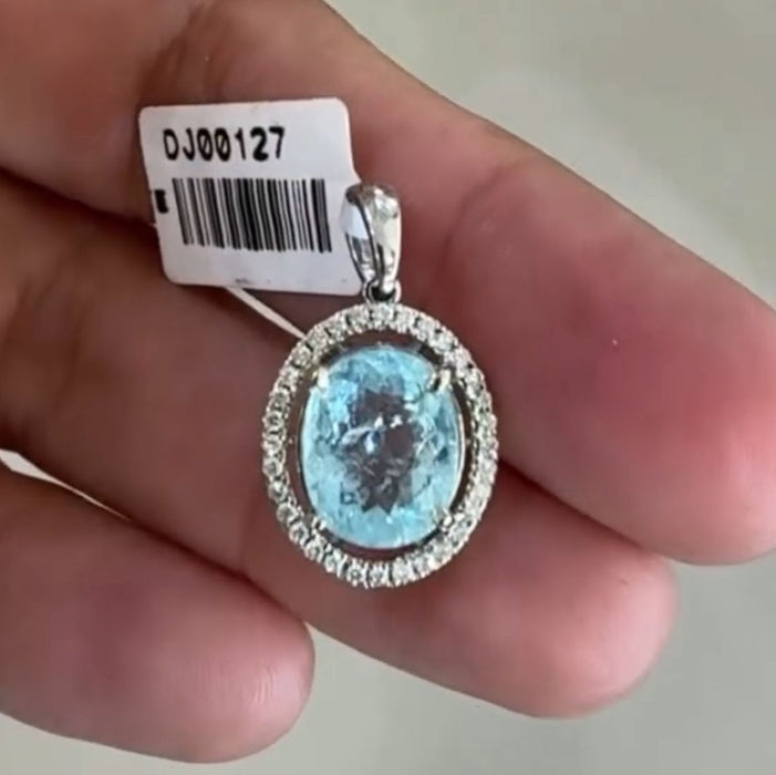 14K con Turmalina Paraiba 3 cts  y Diamantes DJ127