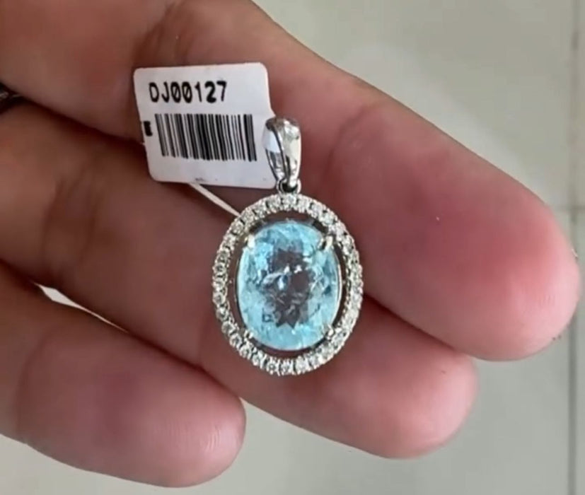 Charm oro 14k con Turmalina paraiba (3 cts ) y diamantes naturales