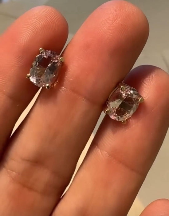 Broquel oro 14k y  morganita 997