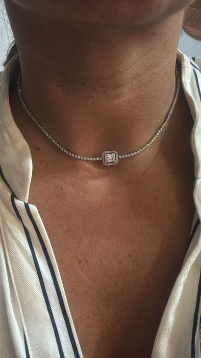 Chocker con baguette oro 14k y diamantes naturales (2.0 cts )