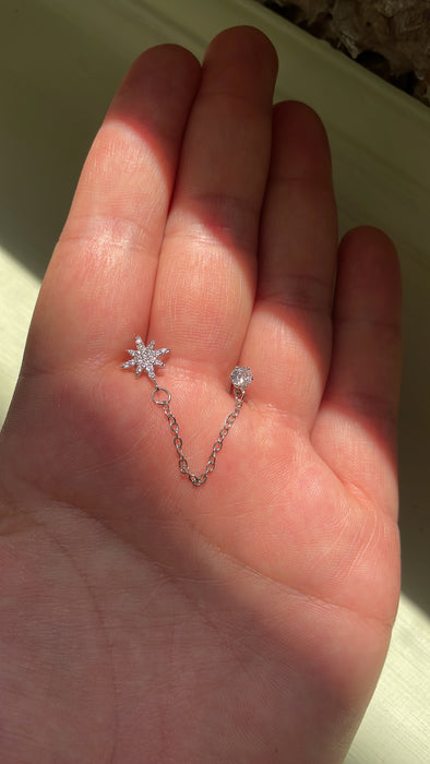 Medio arete star plata zirconia