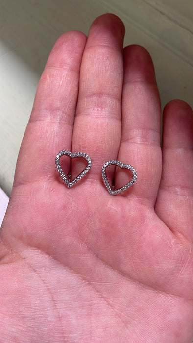 Arete corazón plata rodizada zirconia