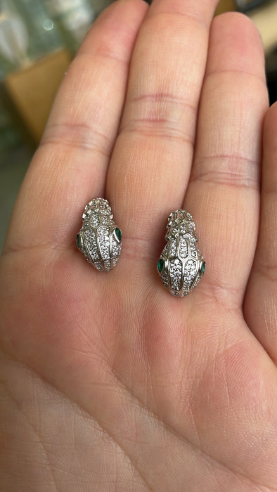 Arete snake 🐍 plata rodizada zirconia