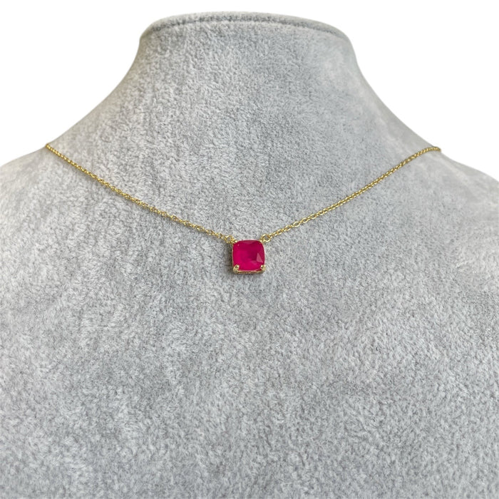 Gargantilla plata con rodio  solitario ágata color verde, rojo y azúl turquesa