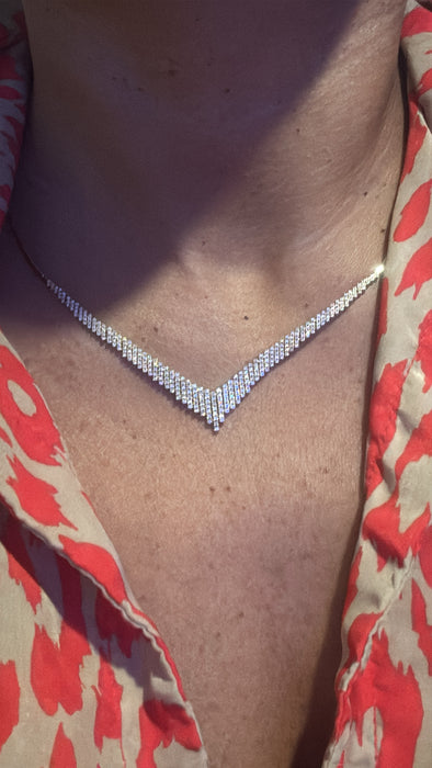 Gargantilla planchada oro amarillo Italy 14k con dimantes naturales (1.0 cts)