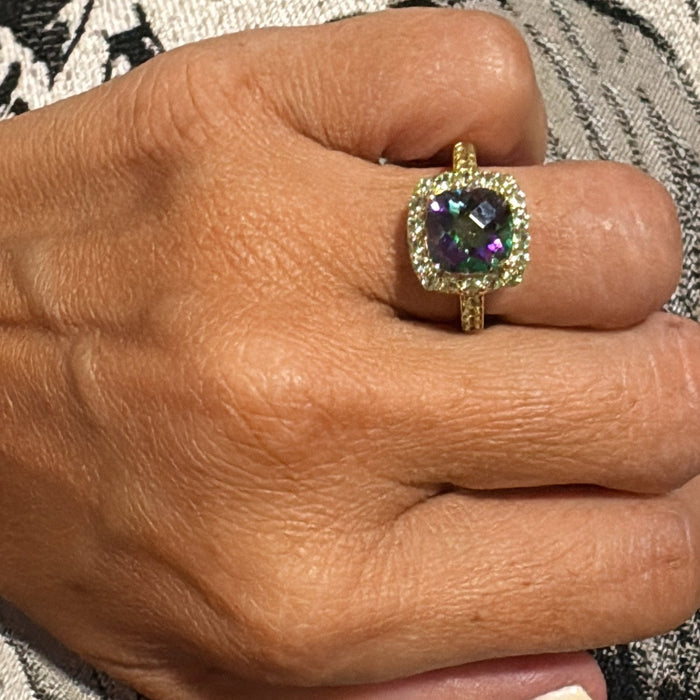 Bague topaze et diamants naturels 10K AN502