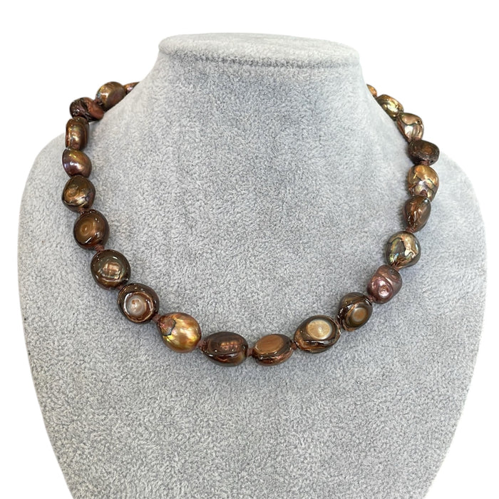 Collar perla barroca con broche oro 10k