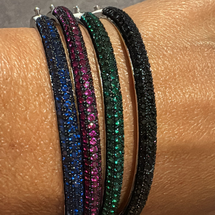 Aro pave .925 Zirconia color esmeralda , rubie , zafiro y color negro