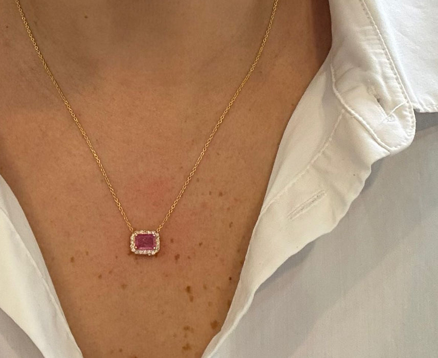 Gargantilla 14k Zafiro Rosa GA209