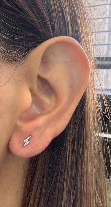 Arete rayo 14k con brillante