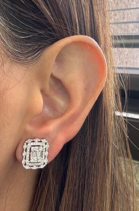 Arete de oro blanco 14k con brillante