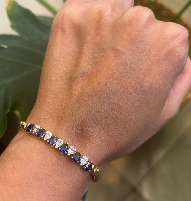 Pulsera 14k brillante y zafiro