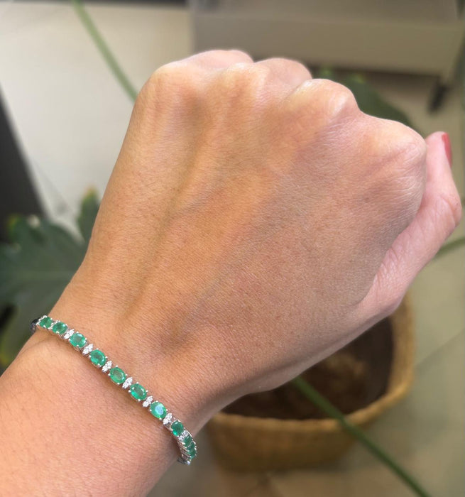 Pulsera 14k esmeralda y brillante