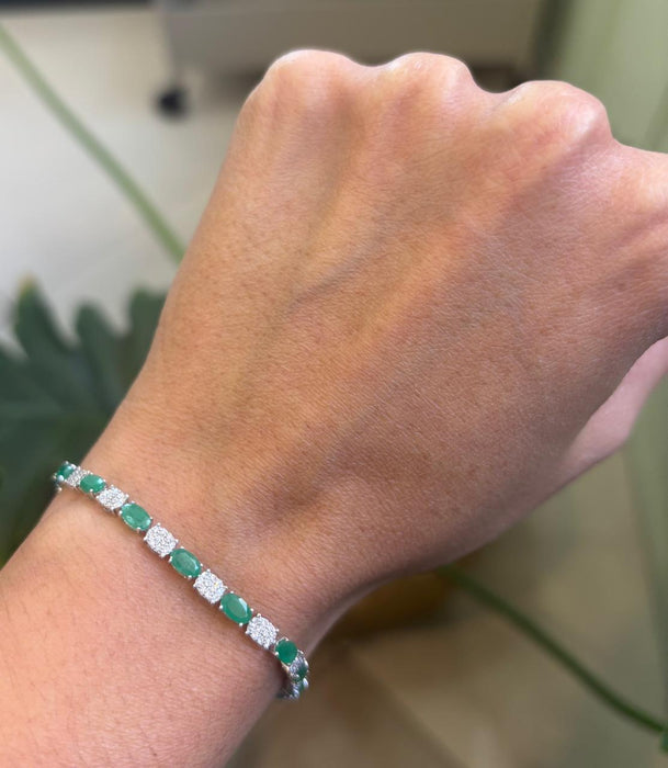 Pulsera 10k esmeralda brillante
