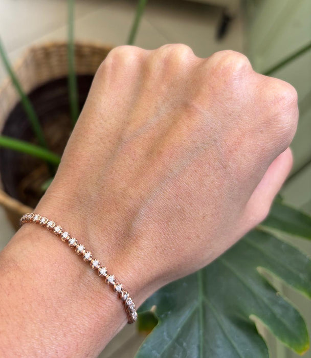 Pulsera tenis buttercup oro rosa  10k  y diamantes naturales (1.0 cts )